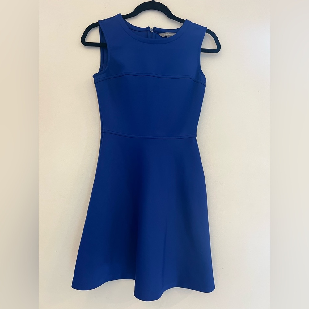 ✅ 5/$25 Daisy Fuentes XS royal cobalt Sleeveless A-Line Mini Dress back zip